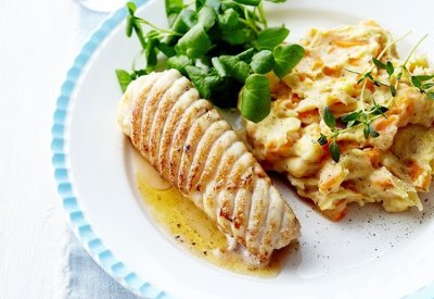 Filet de raie poêlé avec un stoemp de carottes