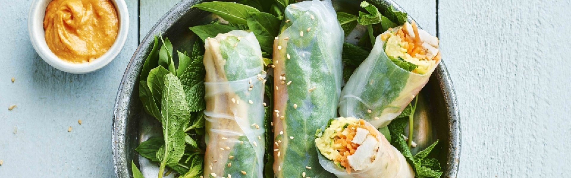 Rouleaux de printemps au lapin, courgette et carotte